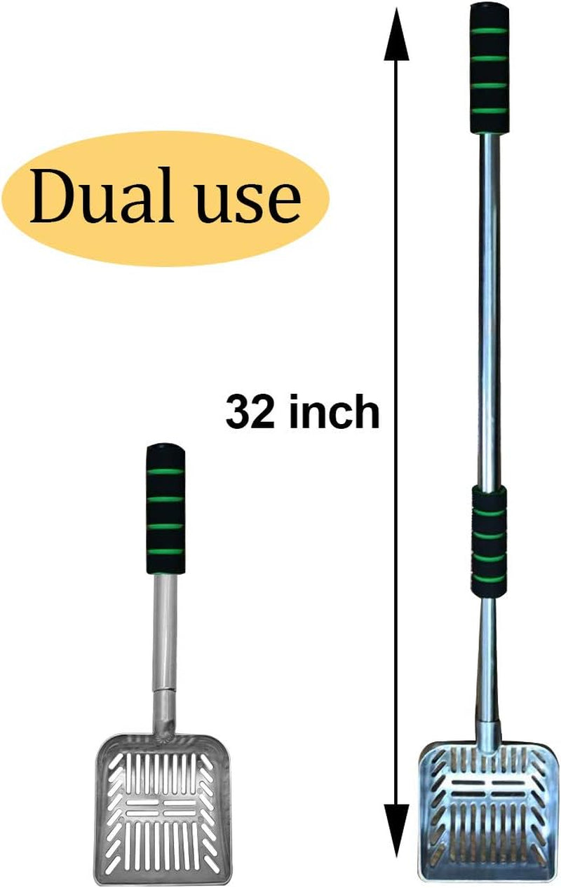 32-Inch Metal Cat Litter Scoop with Long Handle - Non-Stick Aluminum Deep Shovel for Efficient Clump Management in Multi-Cat Households