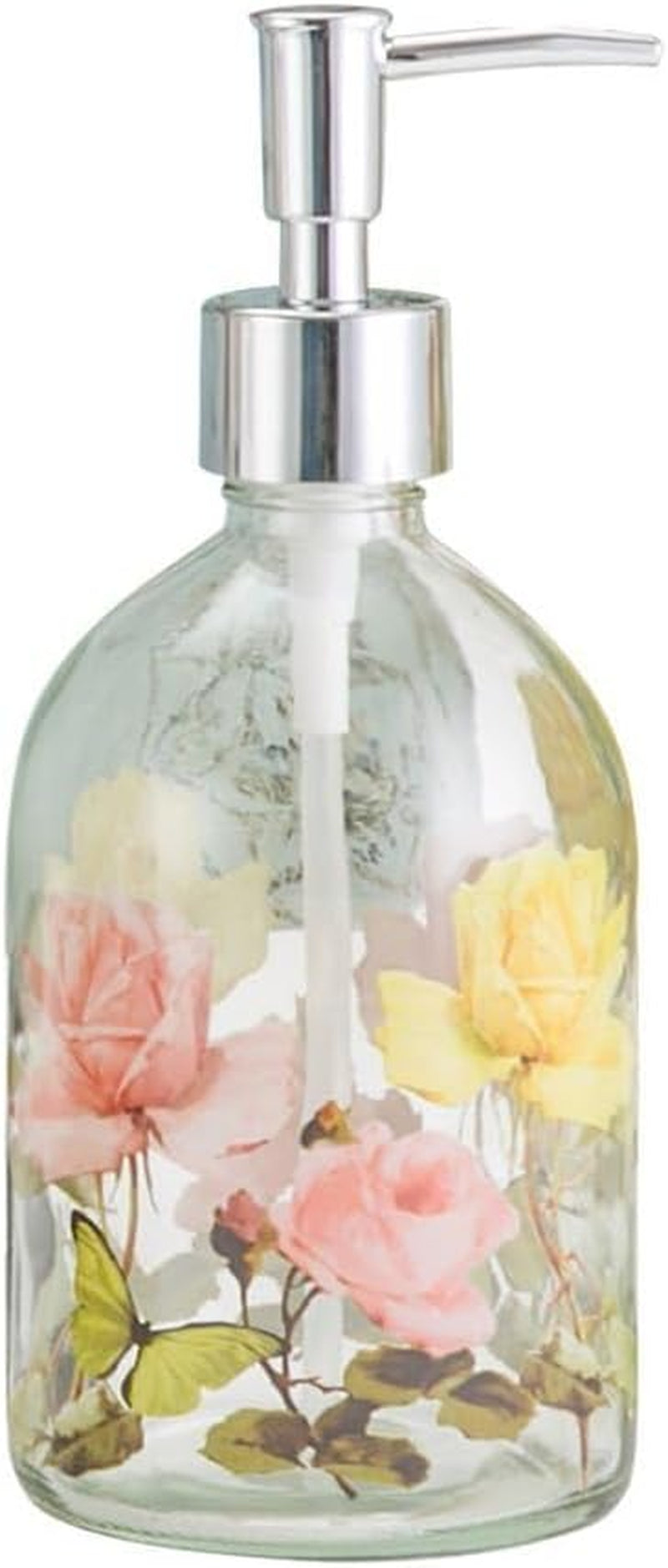Elegant Glass Soap Dispenser Bottle with Pump - Refillable Liquid Hand Dispenser for Bathroom and Kitchen, 17 Oz Capacity