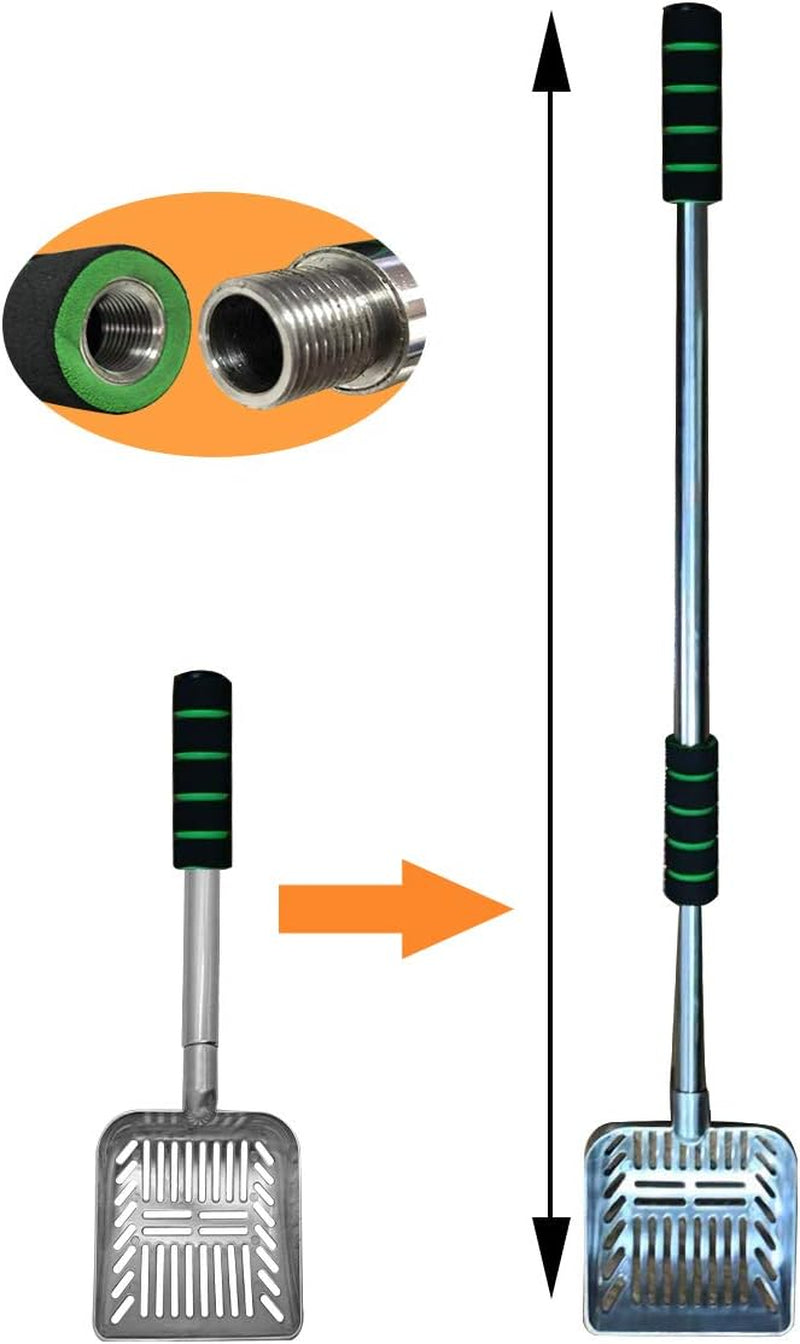 32-Inch Metal Cat Litter Scoop with Long Handle - Non-Stick Aluminum Deep Shovel for Efficient Clump Management in Multi-Cat Households